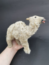 Load image into Gallery viewer, Antique Camel Toy Animal Figurine with Glass Eyes Early 1900's - 1920's Stuffed Animal