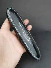 Load image into Gallery viewer, Antique Glasses Pencil or Jewelry Case Victorian Original Paper Mache Metal and Mother of Pearl Paua Shell Inlay Velvet Lined Late 1800's