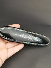 Load image into Gallery viewer, Antique Glasses Pencil or Jewelry Case Victorian Original Paper Mache Metal and Mother of Pearl Paua Shell Inlay Velvet Lined Late 1800's