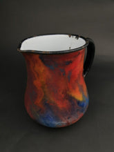Load image into Gallery viewer, Antique Enamel and Metal Pitcher Jug Enamel Ware End of Day Rainbow Multicolored Rare French Early 1900's Original