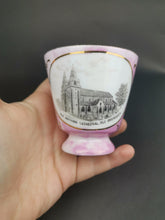 Load image into Gallery viewer, Antique Tea Cup Aberdeen Scotland Souvenir Pink White and Gold Victorian Late 1800's - Early 1900's Old Machar Cathedral Church of Scotland
