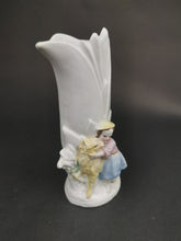 Load image into Gallery viewer, Antique Flower or Spill Vase with Girl and Lamb Victorian Bisque Porcelain Late 1800's Original