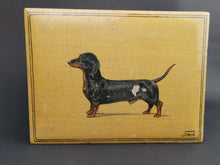 Load image into Gallery viewer, Vintage Art Deco Dachshund Dog Jewelry or Trinket Box Hand Painted Original Art 1920's - 1930's Signed by Artist Wood Wooden