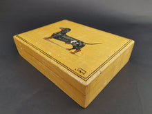 Load image into Gallery viewer, Vintage Art Deco Dachshund Dog Jewelry or Trinket Box Hand Painted Original Art 1920's - 1930's Signed by Artist Wood Wooden