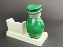 Load image into Gallery viewer, Vintage Goebel Figurine Pen Stand and Note Pad Holder Little Man in Suit Top Hat and Glasses Art Deco 1950's Ceramic Made in Germany