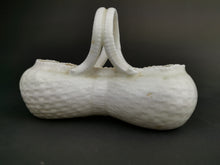 Load image into Gallery viewer, Antique Ceramic Basket White Porcelain Late 1800's - Early 1900's Original Miniature Figurine