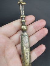 Load image into Gallery viewer, Antique Letter Opener Figural Novelty Johnnie Walker Whisky Advertising Man in Top Hat Brass Metal Victorian Rare