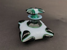 Load image into Gallery viewer, Antique Perfume Scent Bottle Emerald Green and White Milk Art Glass Early 1900's Original