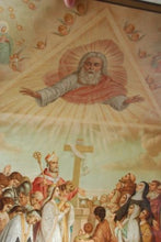 Load image into Gallery viewer, Antique French 1st First Commandment Religious Print on Paper and Canvas 1800's Original