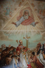 Load image into Gallery viewer, Antique French 1st First Commandment Religious Print on Paper and Canvas 1800's Original
