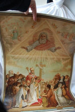 Load image into Gallery viewer, Antique French 1st First Commandment Religious Print on Paper and Canvas 1800's Original