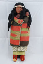 Load image into Gallery viewer, Antique Native American Indian Skookum Doll in Trade Blanket Clothes Vintage 1920's Straw Filled with Baby