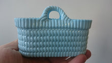 Load image into Gallery viewer, Antique Victorian Blue Slag Glass Miniature Basket 1800's Original
