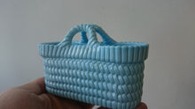 Load image into Gallery viewer, Antique Victorian Blue Slag Glass Miniature Basket 1800's Original
