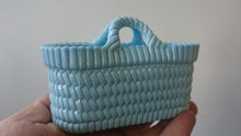 Load image into Gallery viewer, Antique Victorian Blue Slag Glass Miniature Basket 1800's Original