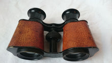 Load image into Gallery viewer, Vintage French Brown Leather and Black Metal Opera Glasses Binoculars 1920's
