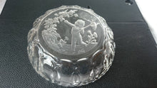 Load image into Gallery viewer, Vintage French Intaglio Glass Candy Bowl of Child Catching Butterflies 1930's Bacarat