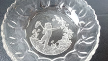 Load image into Gallery viewer, Vintage French Intaglio Glass Candy Bowl of Child Catching Butterflies 1930's Bacarat
