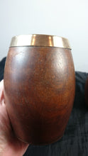 Load image into Gallery viewer, Antique Wooden Drinking Tumbler Vessel Cups Wood with Metal Lining and Trim  Set of 2 Late 1800's - Early 1900's