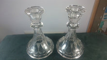 Load image into Gallery viewer, Vintage Art Deco Clear Pressed Glass Candlestick Holders Set of 2 1920&#39;s
