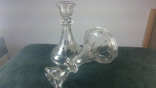 Load image into Gallery viewer, Vintage Art Deco Clear Pressed Glass Candlestick Holders Set of 2 1920&#39;s
