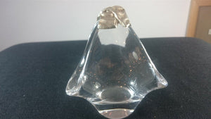 Vintage Miniature Clear Glass Basket with Sterling Silver Bow on Handle 1930's English England Hallmarked