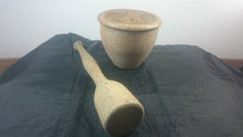 Load image into Gallery viewer, Antique Wooden Apothecary Mortar and Pestle Set Primitive Original 1800&#39;s
