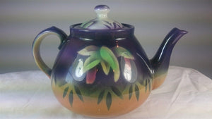 Vintage Art Deco Ceramic Pottery Teapot  1920's - 1930's Colorful Purple Orange Red Pink White Antique