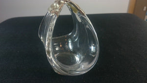 Vintage Miniature Clear Glass Basket with Sterling Silver Bow on Handle 1930's English England Hallmarked