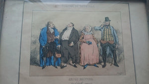 Antique French Theatre Du Vaudeville Lithograph Print 1831  in Antique Wooden Frame