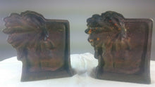 Load image into Gallery viewer, Antique Native American Indian Cast Iron Metal Bookends Set Art Nouveau Late 1800&#39;s

