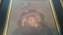 Load image into Gallery viewer, Antique Victorian Winter Lady Lithograph Fashion Print in Original Gold Gilt and Wood Frame 1800&#39;s
