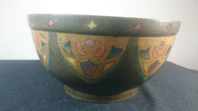 Load image into Gallery viewer, Vintage Art Deco Wooden Bowl with Hand Painted Original Art Painting Hand Painted Wood 1920&#39;s Hand Made Original Wood Carved Carving
