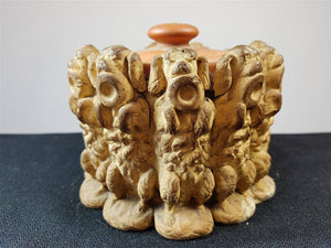 Antique Clay Art Pottery Dogs Figural Tobacco Jar Rare Hand Made Original