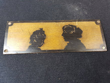 Load image into Gallery viewer, Antique Wooden Silhouette Painting of Mother and Daughter on Wood Board
