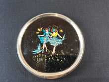 Load image into Gallery viewer, Vintage Art Deco Fairy Foil Art Trivet Stand Glass and Silver Chrome Metal 1920&#39;s Original
