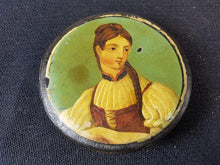 Load image into Gallery viewer, Antique Georgian Hand Painted Lady Portrait Paper Papier Mache Patch or Snuff Box  Early 1800&#39;s with Woman Oil Painting on Top
