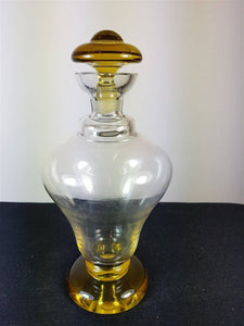 Vintage Art Deco Yellow Glass Decanter Bottle 1920's Original  Yellow and Clear Glass