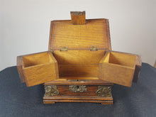 Load image into Gallery viewer, Antique Art Nouveau Wood and Brass Lady Repoussé Jewelry or Trinket Box Late 1800&#39;s

