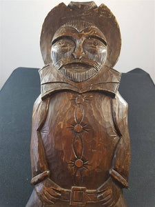 Antique Hand Carved Wood Man Carving Sculpture Wall Art