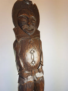 Antique Hand Carved Wood Man Carving Sculpture Wall Art