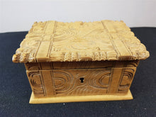 Load image into Gallery viewer, Vintage Black Forest Carved Wood Jewelry or Trinket Box Steamer Travel Trunk Suitcase Shaped Late 1800&#39;s - Early 1900&#39;s Hand Made Original

