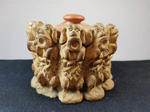 Antique Clay Art Pottery Dogs Figural Tobacco Jar Rare Hand Made Original