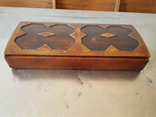 Load image into Gallery viewer, Vintage Art Deco Hand Carved Wood Jewelry or Trinket Storage Box 1940&#39;s Wooden Retro
