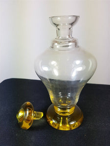 Vintage Art Deco Yellow Glass Decanter Bottle 1920's Original  Yellow and Clear Glass