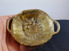 Load image into Gallery viewer, Antique Miniature Solid Brass Wicker Basket Figurine Sculpture Victorian 1800&#39;s Original Made in England
