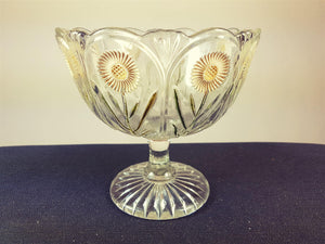 Vintage Pressed Glass Daisy Flower Candy Dish Bowl 1930's Lead Crystal