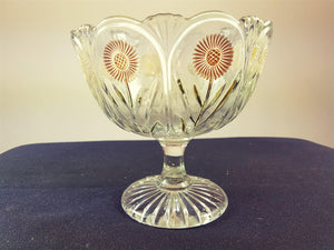 Vintage Pressed Glass Daisy Flower Candy Dish Bowl 1930's Lead Crystal