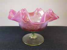 Load image into Gallery viewer, Antique Victorian Cranberry and Vaseline Glass Candy Bowl Compote Dish 1800&#39;s
