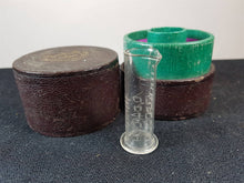 Load image into Gallery viewer, Antique Medicine Glass Minim Measure in Original Case Box Victorian Etched Glass Original

